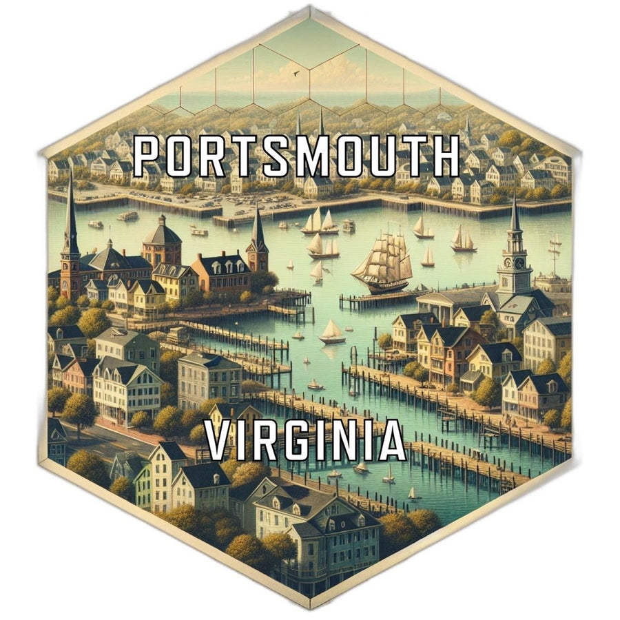 Portsmouth Virginia Souvenir Travel Destination Die Cut Hexagon Fridge Magnet Image 1