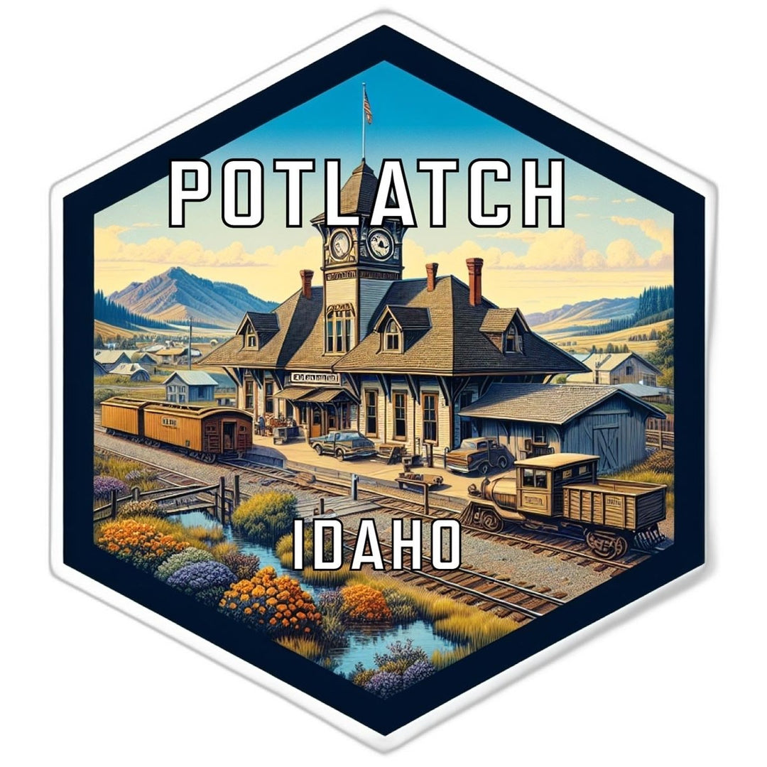 Potlatch Idaho Souvenir Travel Destination Die Cut Hexagon Fridge Magnet Image 1