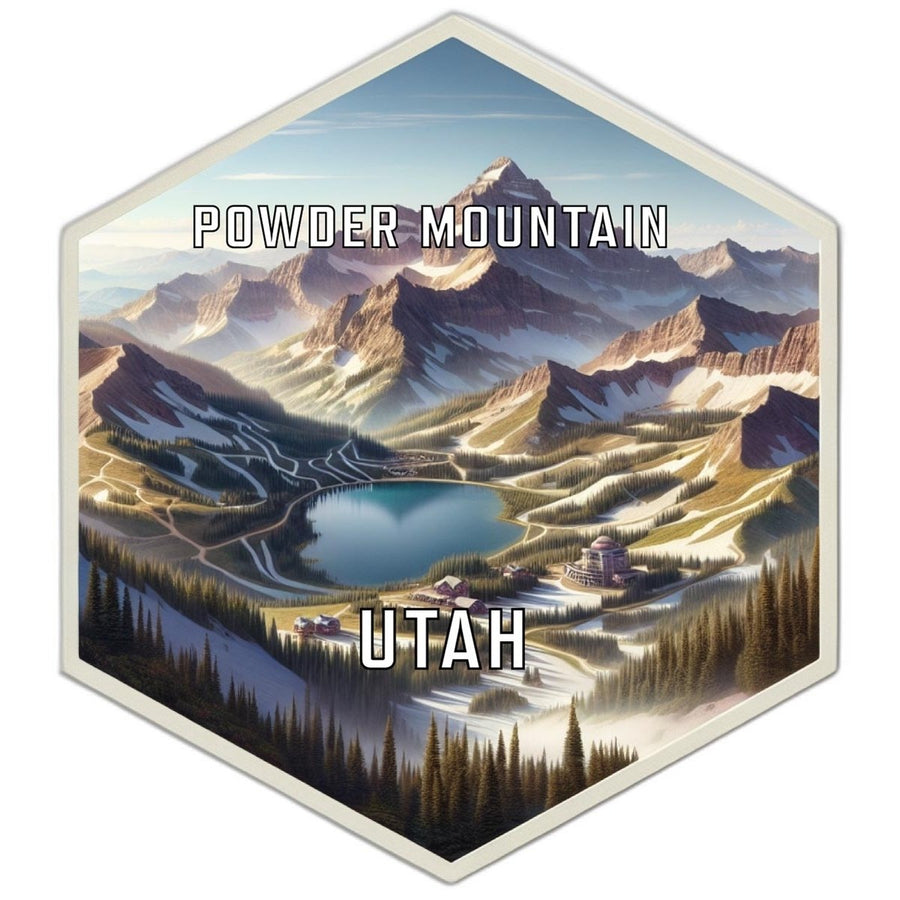 Powder Mountain Utah Souvenir Travel Destination Die Cut Hexagon Fridge Magnet Image 1