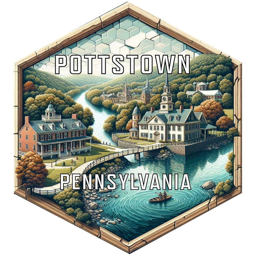 Pottstown Pennsylvania Souvenir Travel Destination Die Cut Hexagon Fridge Magnet Image 1