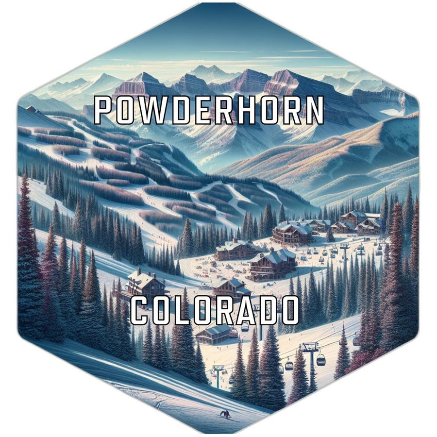 Powderhorn Colorado Souvenir Travel Destination Die Cut Hexagon Fridge Magnet Image 1