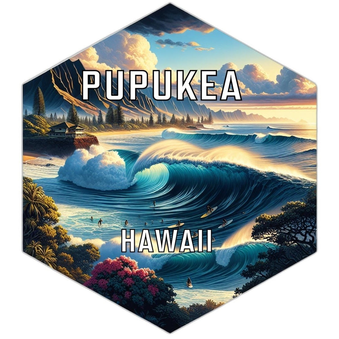 Pupukea Hawaii Souvenir Travel Destination Die Cut Hexagon Fridge Magnet Image 1