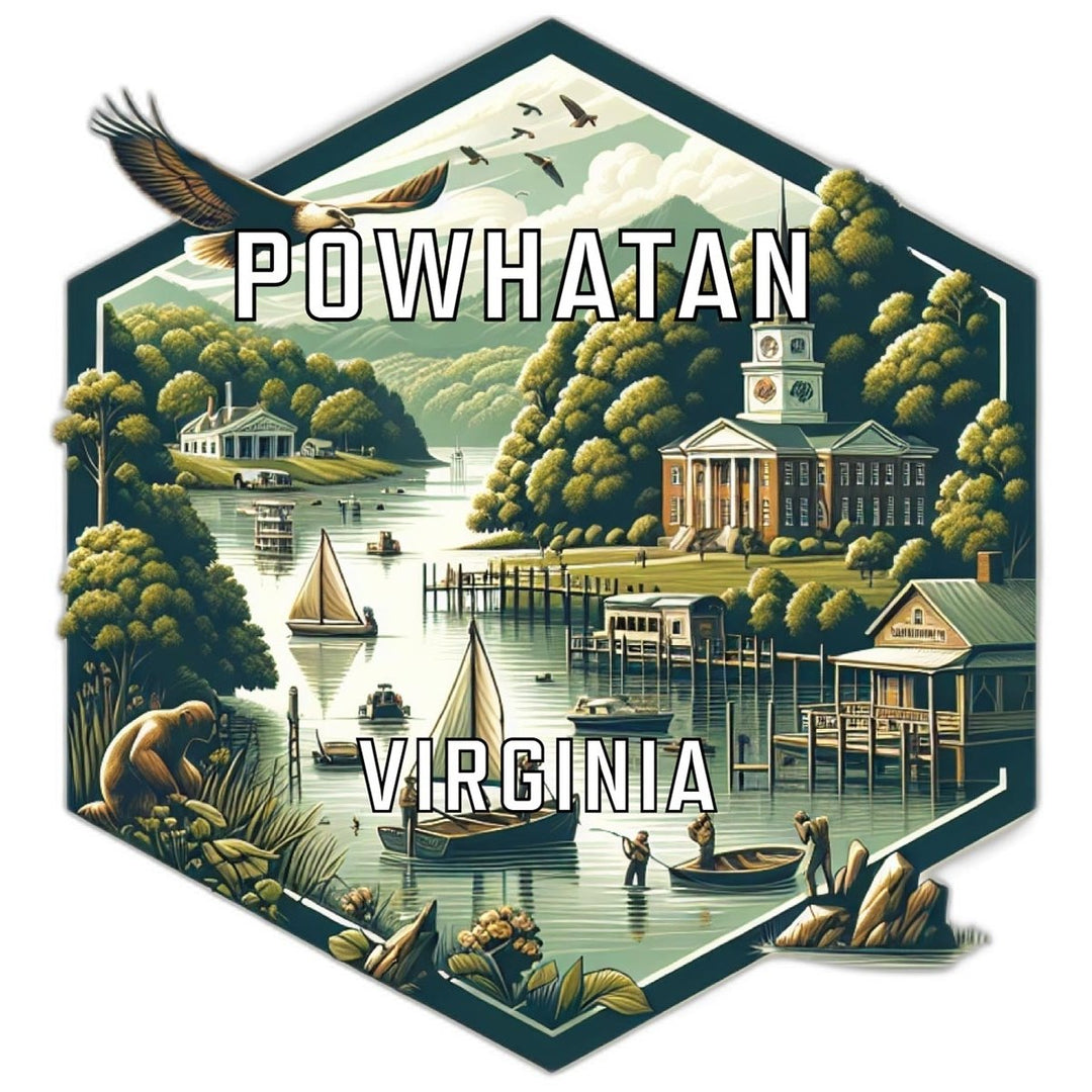 Powhatan Virginia Souvenir Travel Destination Die Cut Hexagon Fridge Magnet Image 1