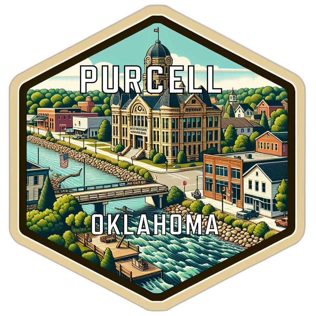 Purcell Oklahoma Souvenir Travel Destination Die Cut Hexagon Fridge Magnet Image 1