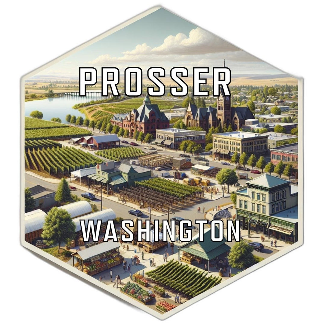 Prosser Washington Souvenir Travel Destination Die Cut Hexagon Fridge Magnet Image 1