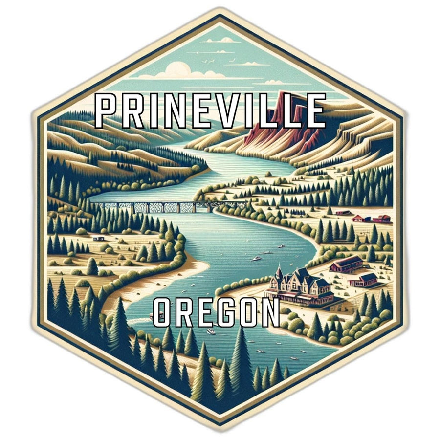 Prineville Oregon Souvenir Travel Destination Die Cut Hexagon Fridge Magnet Image 1