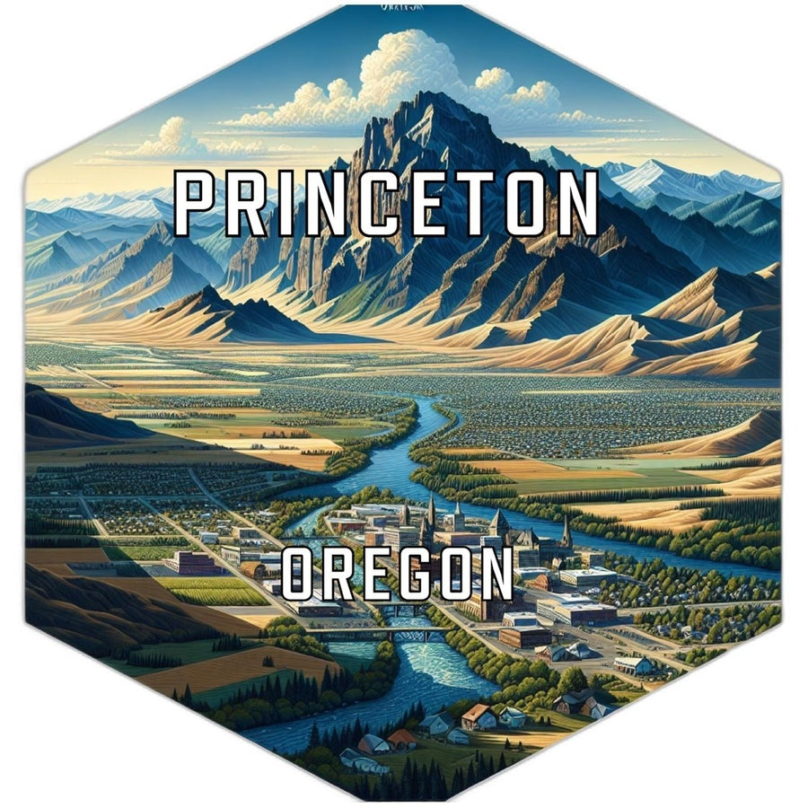 Princeton Oregon Souvenir Travel Destination Die Cut Hexagon Fridge Magnet Image 1