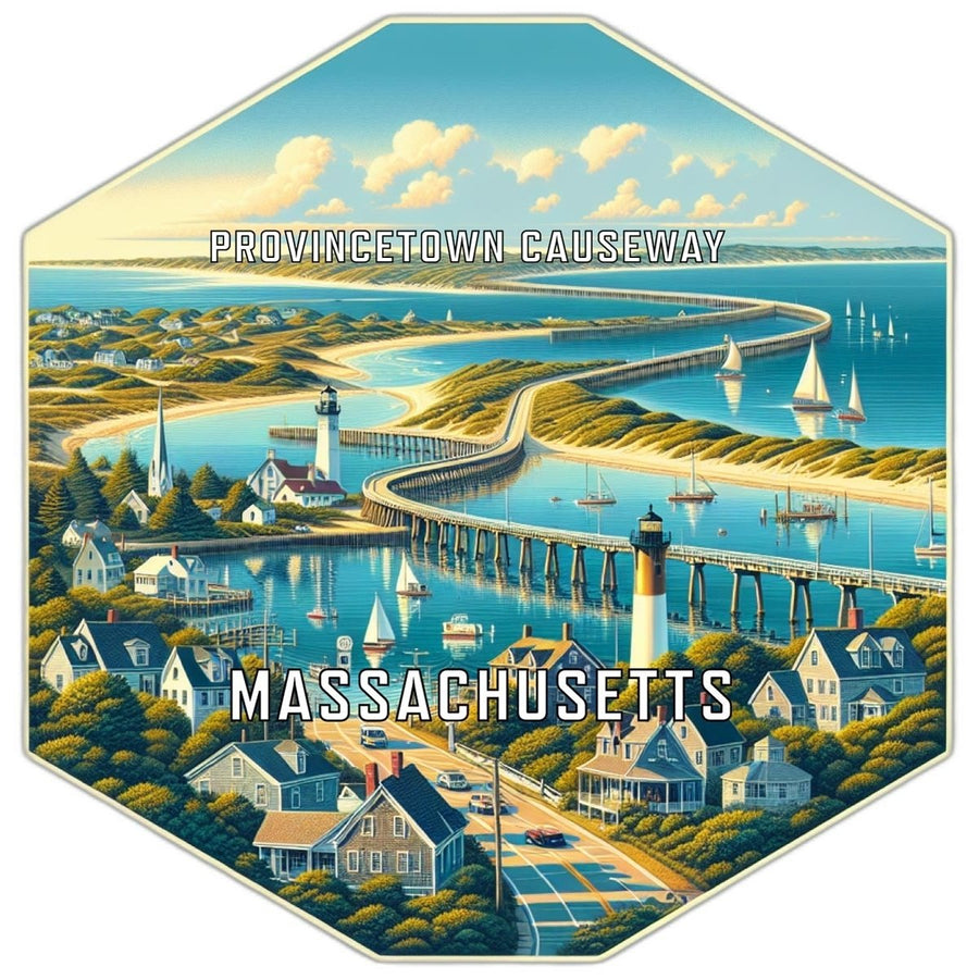 Provincetown Causeway Massachusetts Souvenir Travel Destination Die Cut Hexagon Fridge Magnet Image 1