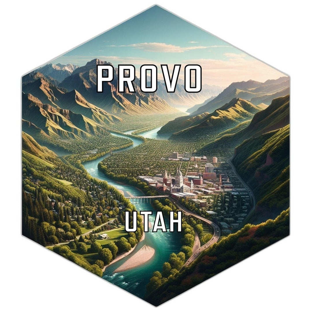 Provo Utah Souvenir Travel Destination Die Cut Hexagon Fridge Magnet Image 1