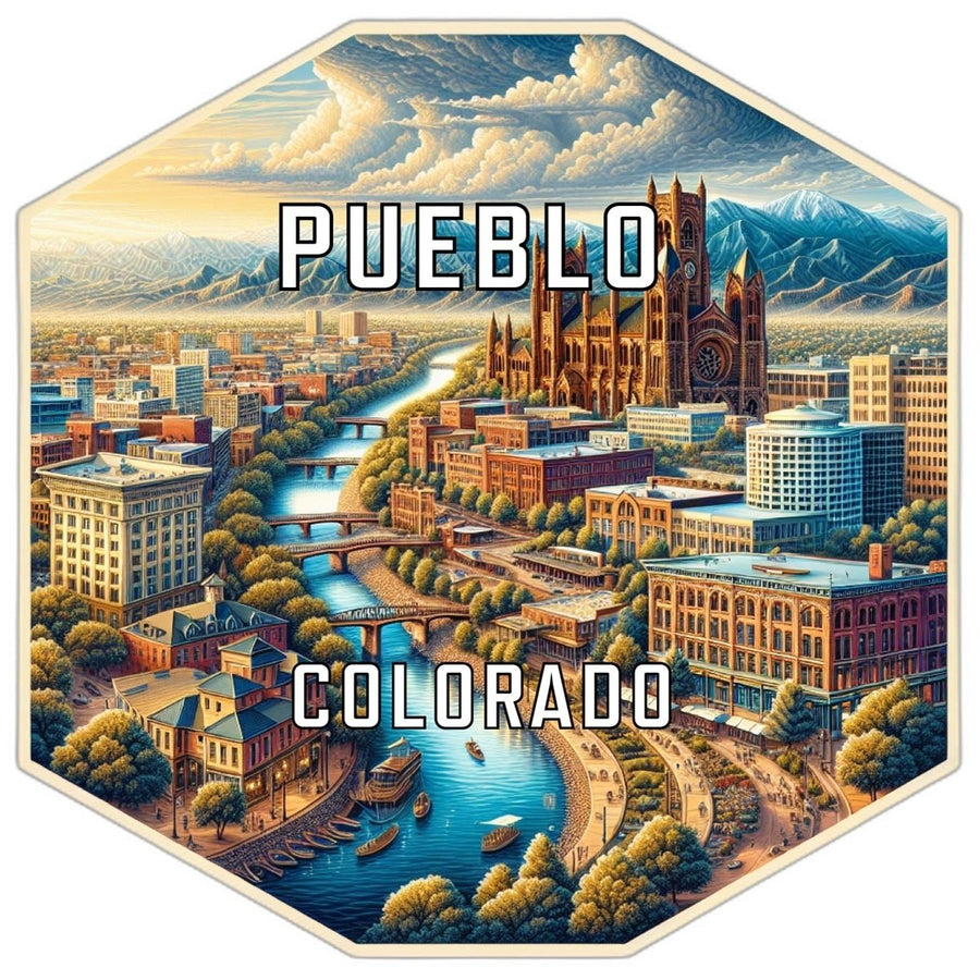 Pueblo Colorado Souvenir Travel Destination Die Cut Hexagon Fridge Magnet Image 1