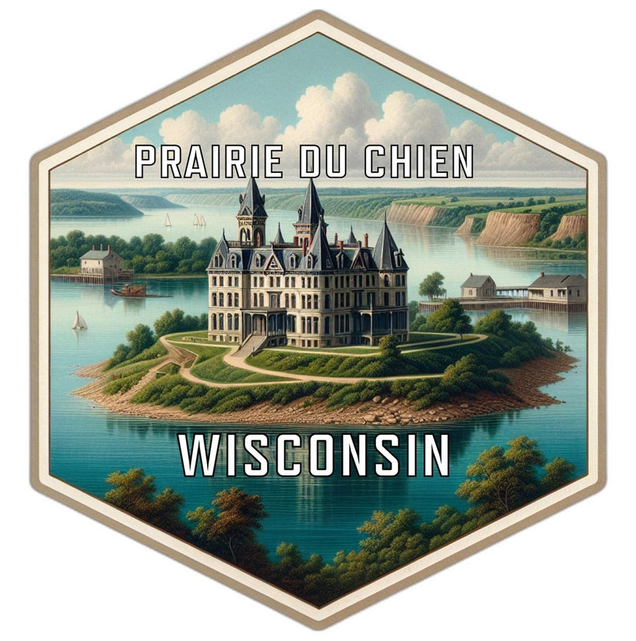 Prairie Du Chien Wisconsin Souvenir Travel Destination Die Cut Hexagon Fridge Magnet Image 1