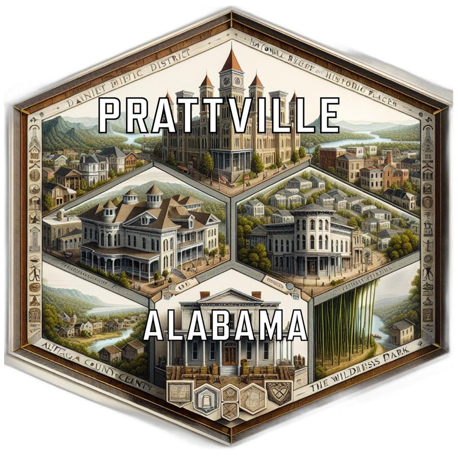 Prattville Alabama Souvenir Travel Destination Die Cut Hexagon Fridge Magnet Image 1