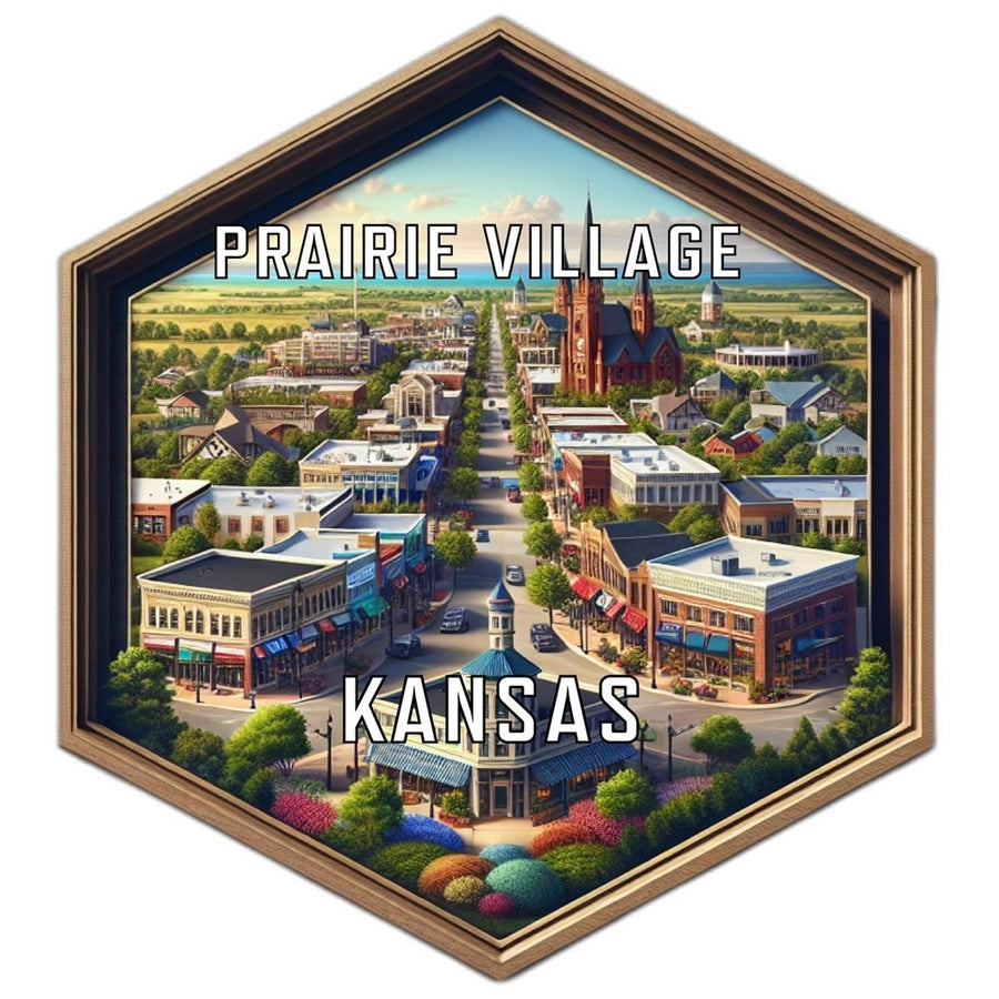 Prairie Village Kansas Souvenir Travel Destination Die Cut Hexagon Fridge Magnet Image 1