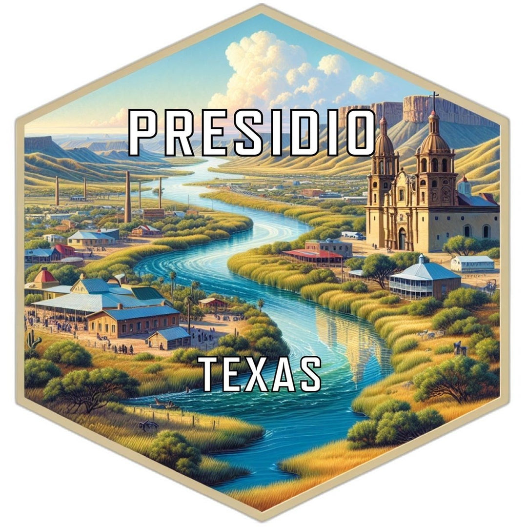 Presidio Texas Souvenir Travel Destination Die Cut Hexagon Fridge Magnet Image 1