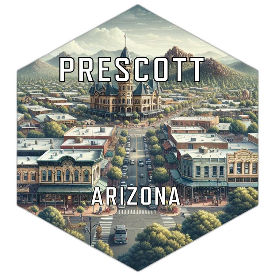 Prescott Arizona Souvenir Travel Destination Die Cut Hexagon Fridge Magnet Image 1