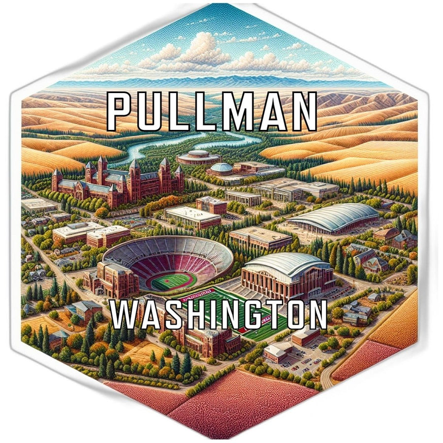 Pullman Washington Souvenir Travel Destination Die Cut Hexagon Fridge Magnet Image 1