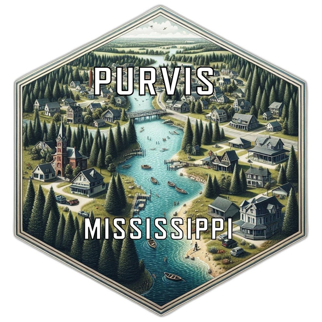 Purvis Mississippi Souvenir Travel Destination Die Cut Hexagon Fridge Magnet Image 1