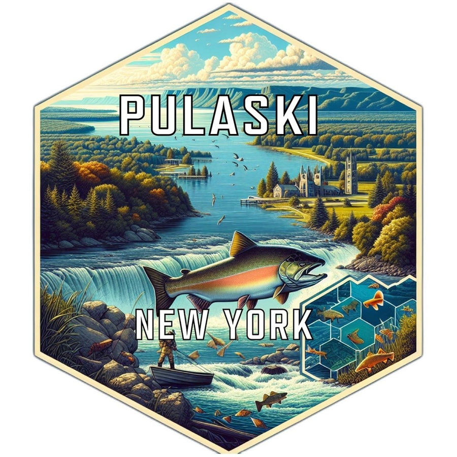 Pulaski York Souvenir Travel Destination Die Cut Hexagon Fridge Magnet Image 1