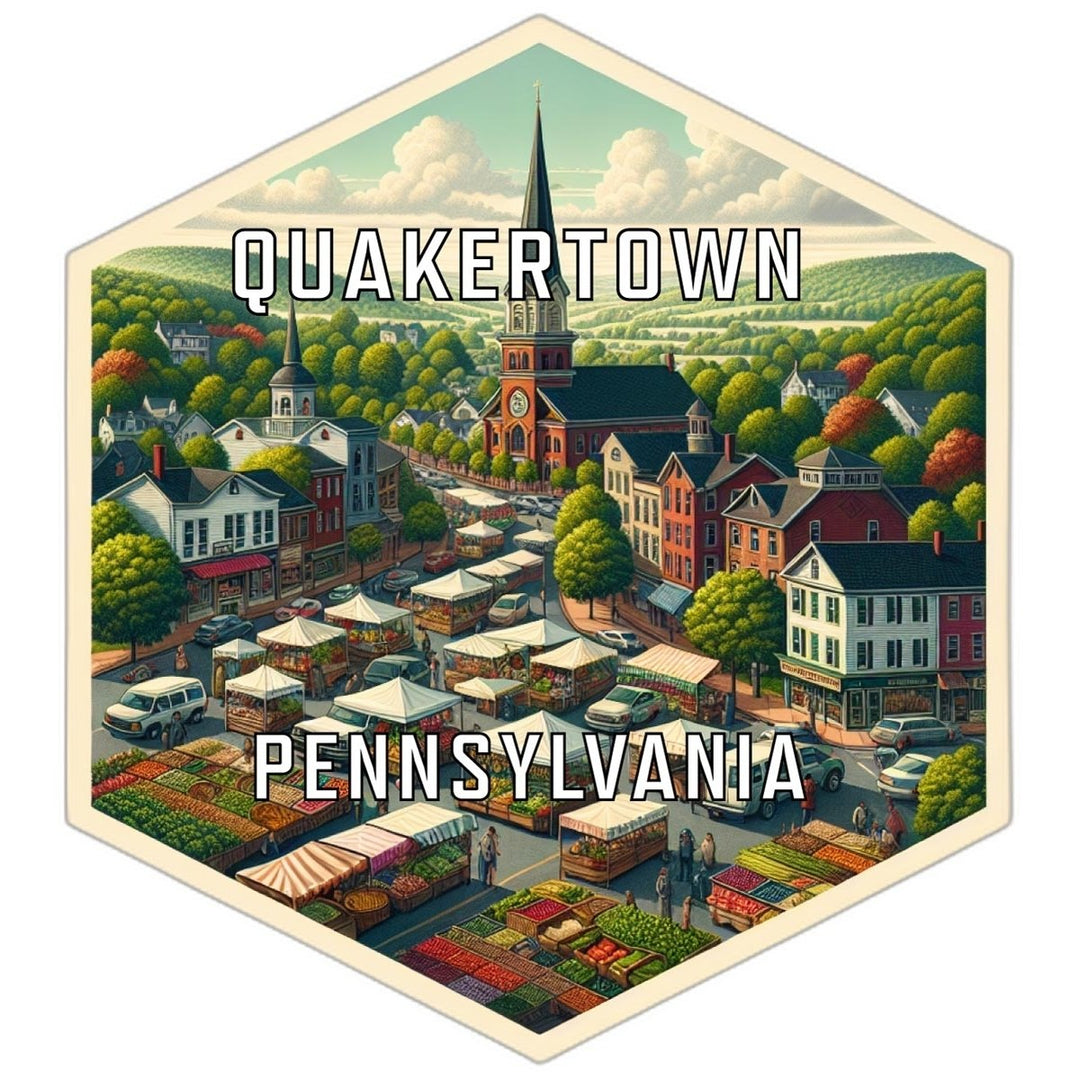 Quakertown Pennsylvania Souvenir Travel Destination Die Cut Hexagon Fridge Magnet Image 1