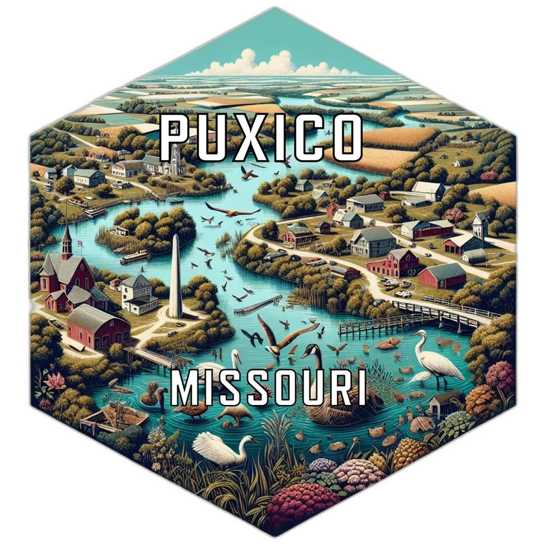 Puxico Missouri Souvenir Travel Destination Die Cut Hexagon Fridge Magnet Image 1