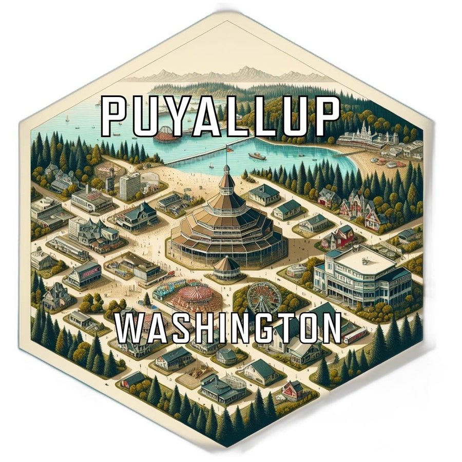 Puyallup Washington Souvenir Travel Destination Die Cut Hexagon Fridge Magnet Image 1