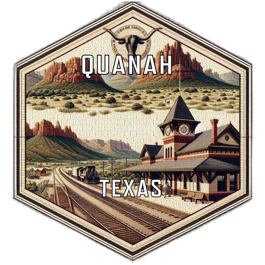 Quanah Texas Souvenir Travel Destination Die Cut Hexagon Fridge Magnet Image 1