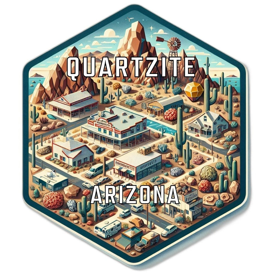 Quartzite Arizona Souvenir Travel Destination Die Cut Hexagon Fridge Magnet Image 1