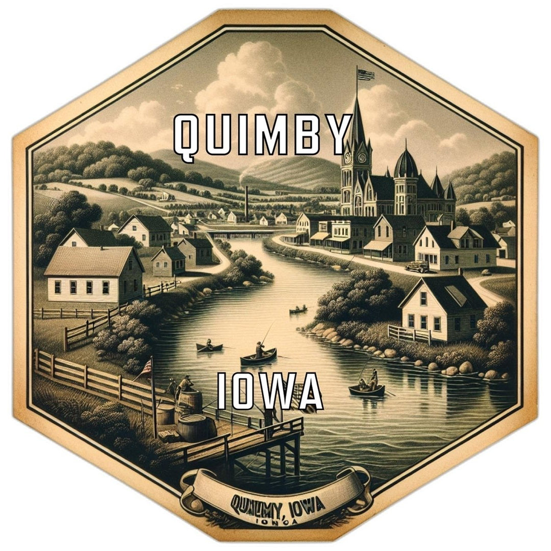 Quimby Iowa Souvenir Travel Destination Die Cut Hexagon Fridge Magnet Image 1