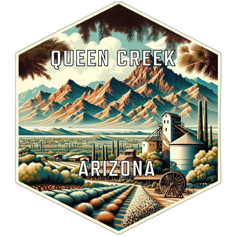 Queen Creek Arizona Souvenir Travel Destination Die Cut Hexagon Fridge Magnet Image 1