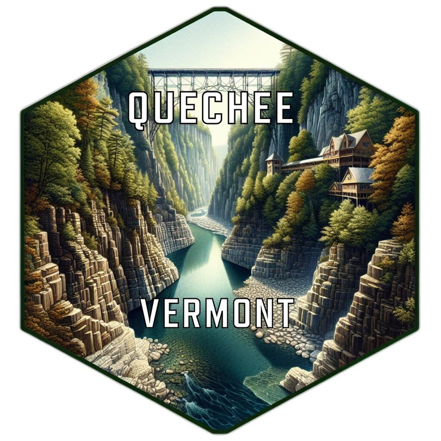 Quechee Vermont Souvenir Travel Destination Die Cut Hexagon Fridge Magnet Image 1