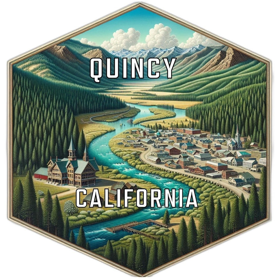 Quincy California Souvenir Travel Destination Die Cut Hexagon Fridge Magnet Image 1