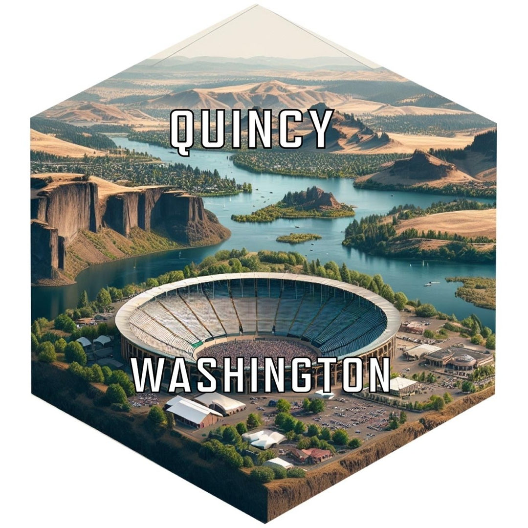 Quincy Washington Souvenir Travel Destination Die Cut Hexagon Fridge Magnet Image 1