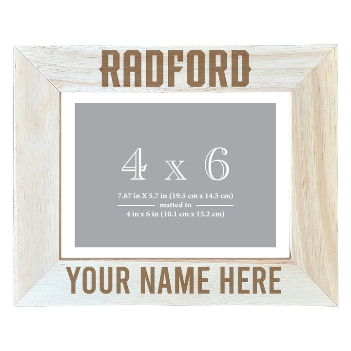 Radford University Highlanders Customizable Wooden Photo Frame Matted 4"x 6" Officially Licensed Collegiate Product Image 1