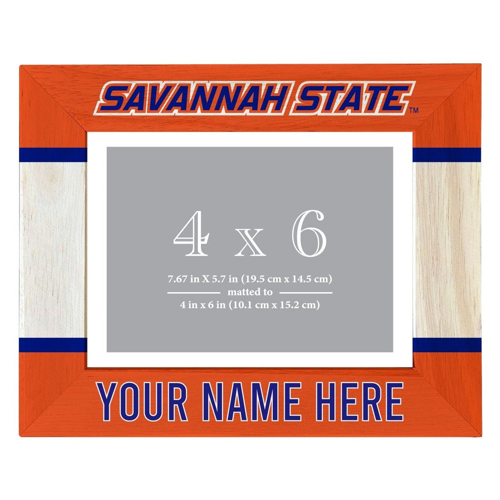 Savannah State University Customizable Wooden Photo Frame Matted 4"x 6" Officially Licensed Collegiate Product Image 2