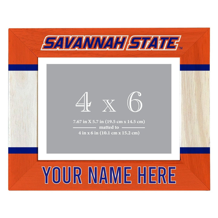 Savannah State University Customizable Wooden Photo Frame Matted 4"x 6" Officially Licensed Collegiate Product Image 1