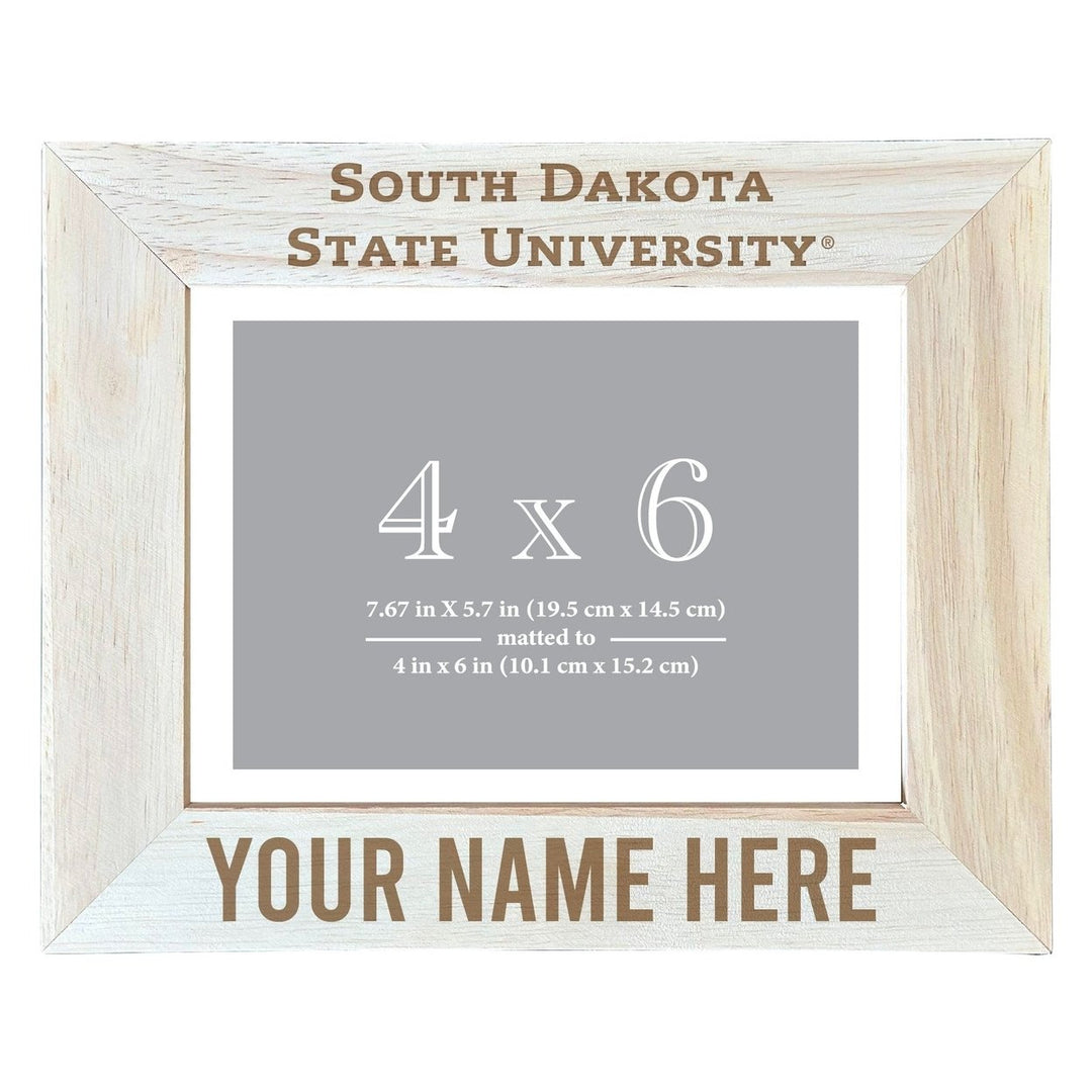 South Dakota State Jackrabbits Customizable Wooden Photo Frame Matted 4"x 6" Officially Licensed Collegiate Product Image 1