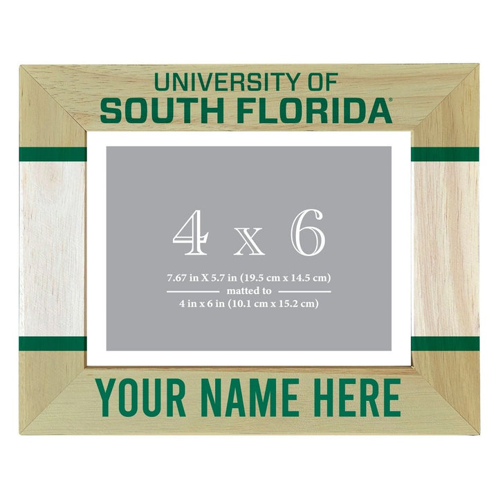 South Florida Bulls Customizable Wooden Photo Frame Matted 4"x 6" Officially Licensed Collegiate Product Image 1