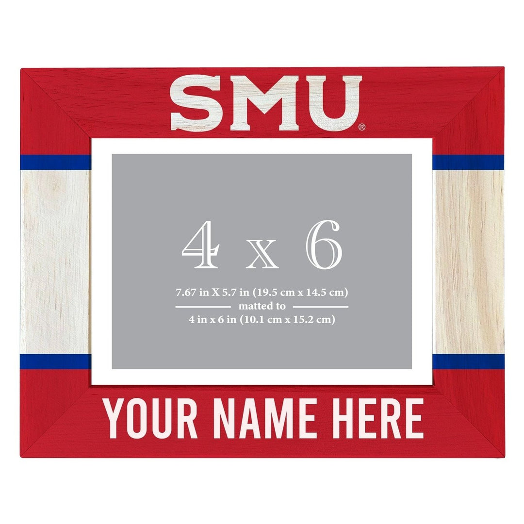 Southern Methodist University Customizable Wooden Photo Frame Matted 4"x 6" Officially Licensed Collegiate Product Image 1