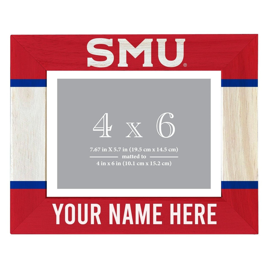 Southern Methodist University Customizable Wooden Photo Frame Matted 4"x 6" Officially Licensed Collegiate Product Image 1