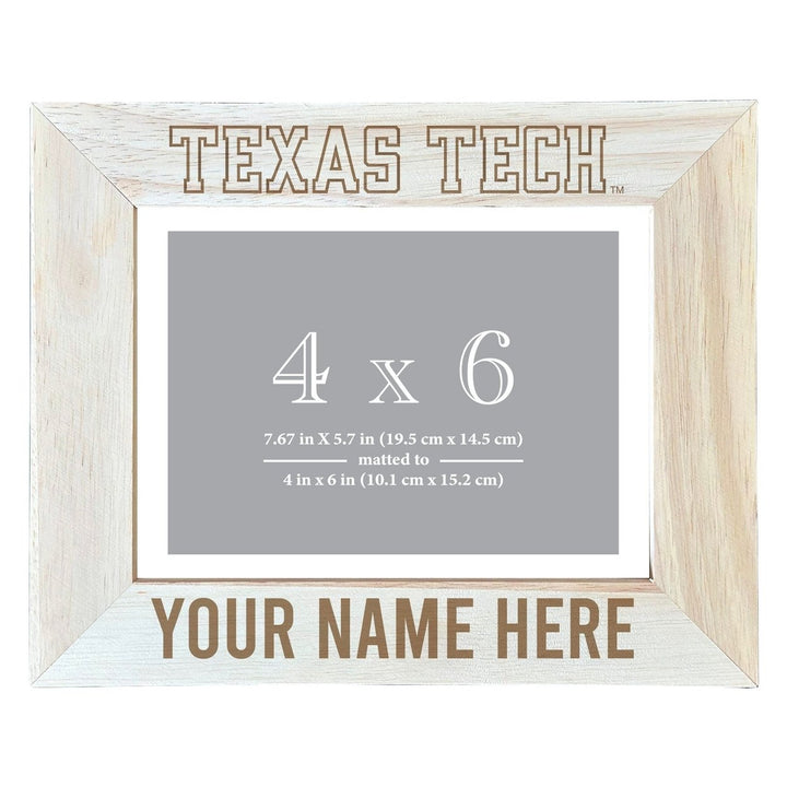 Texas Tech Red Raiders Customizable Wooden Photo Frame Matted 4"x 6" Officially Licensed Collegiate Product Image 1