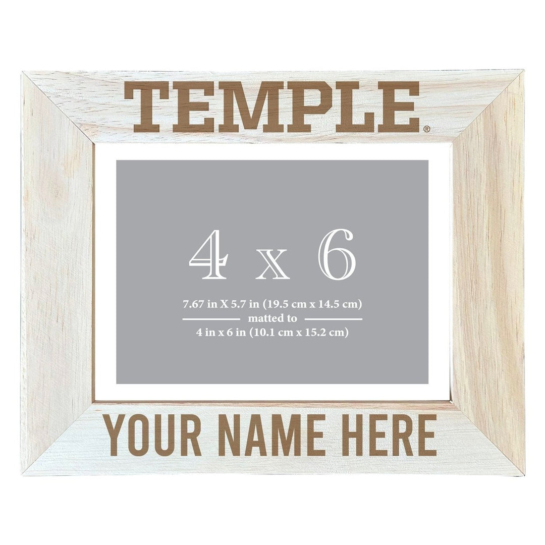 Temple University Customizable Wooden Photo Frame Matted 4"x 6" Officially Licensed Collegiate Product Image 1