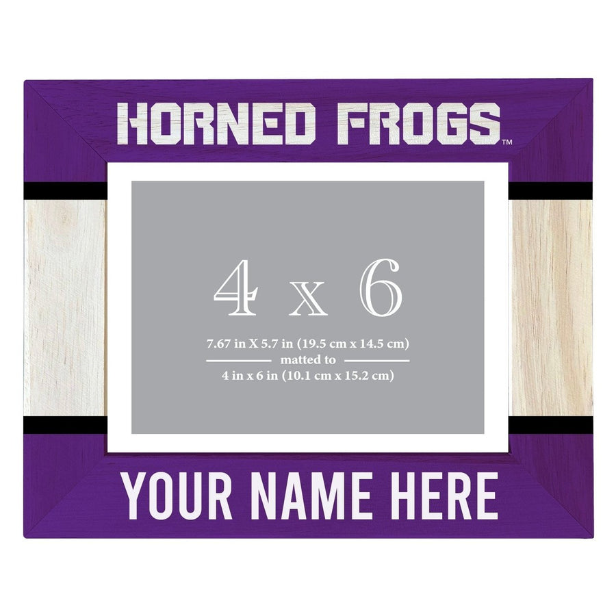 Texas Christian University Customizable Wooden Photo Frame Matted 4"x 6" Officially Licensed Collegiate Product Image 1