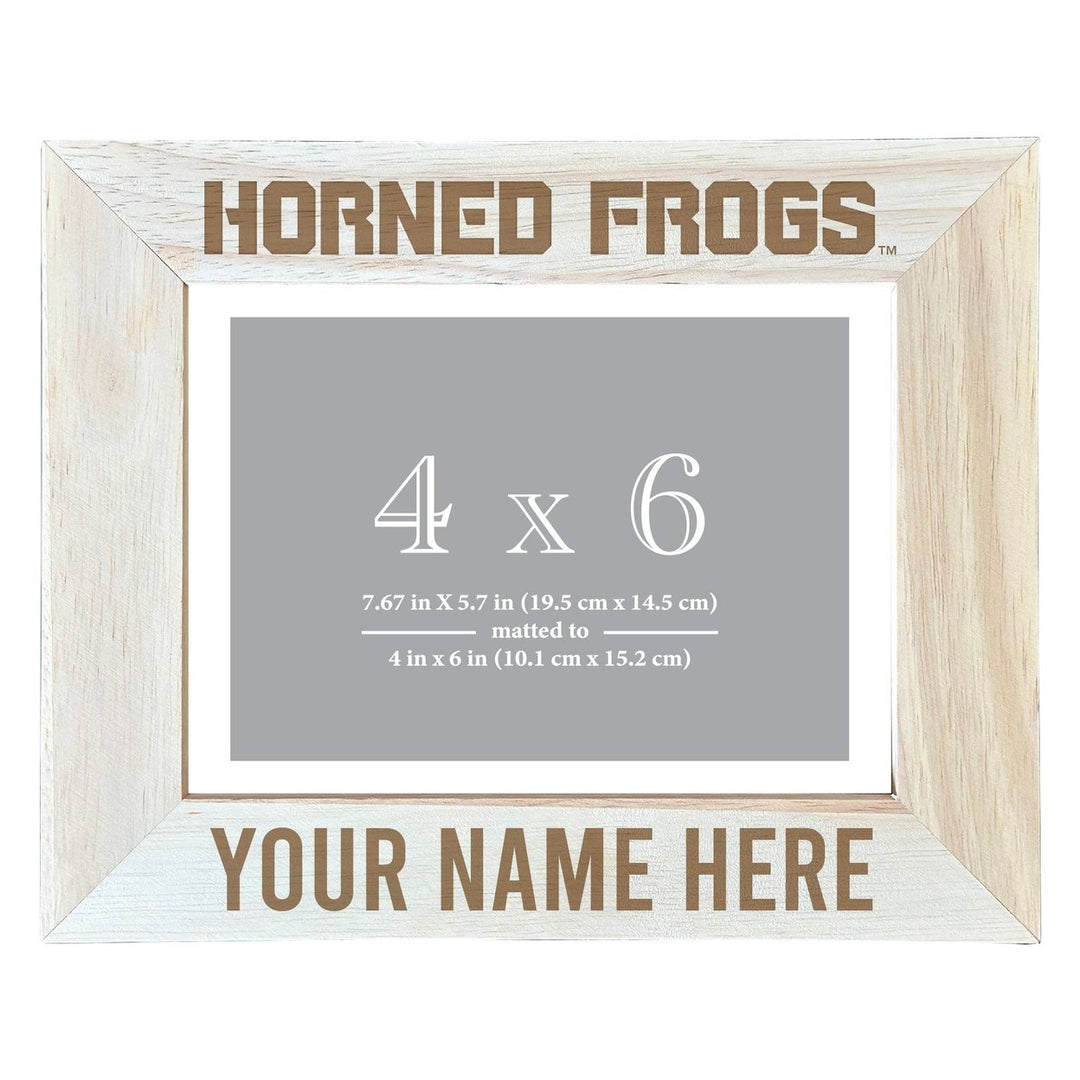 Texas Christian University Customizable Wooden Photo Frame Matted 4"x 6" Officially Licensed Collegiate Product Image 1