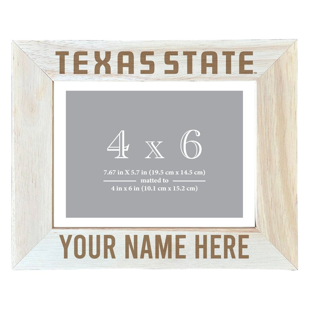 Texas State Bobcats Customizable Wooden Photo Frame Matted 4"x 6" Officially Licensed Collegiate Product Image 1