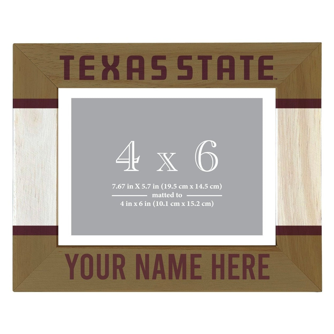 Texas State Bobcats Customizable Wooden Photo Frame Matted 4"x 6" Officially Licensed Collegiate Product Image 2