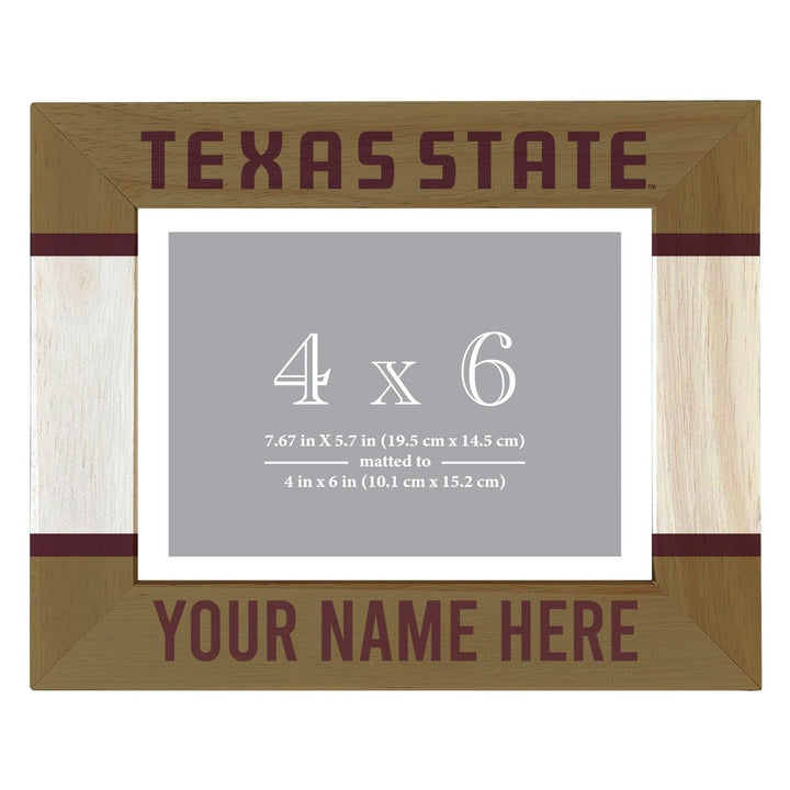 Texas State Bobcats Customizable Wooden Photo Frame Matted 4"x 6" Officially Licensed Collegiate Product Image 2