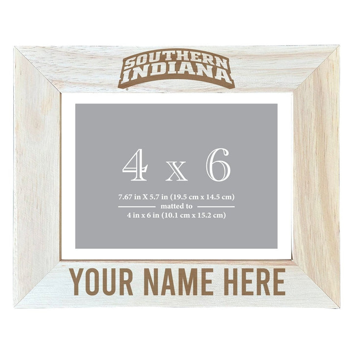 University of Southern Indiana Customizable Wooden Photo Frame Matted 4"x 6" Officially Licensed Collegiate Product Image 1