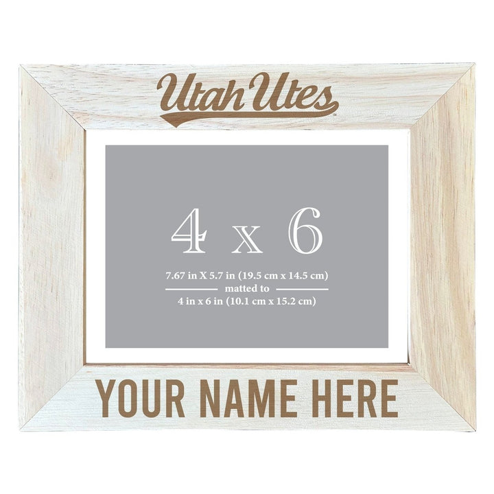 Utah Utes Customizable Wooden Photo Frame Matted 4"x 6" Officially Licensed Collegiate Product Image 1