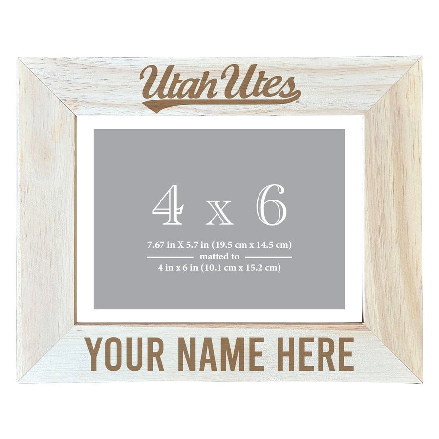 Utah Utes Customizable Wooden Photo Frame Matted 4"x 6" Officially Licensed Collegiate Product Image 1