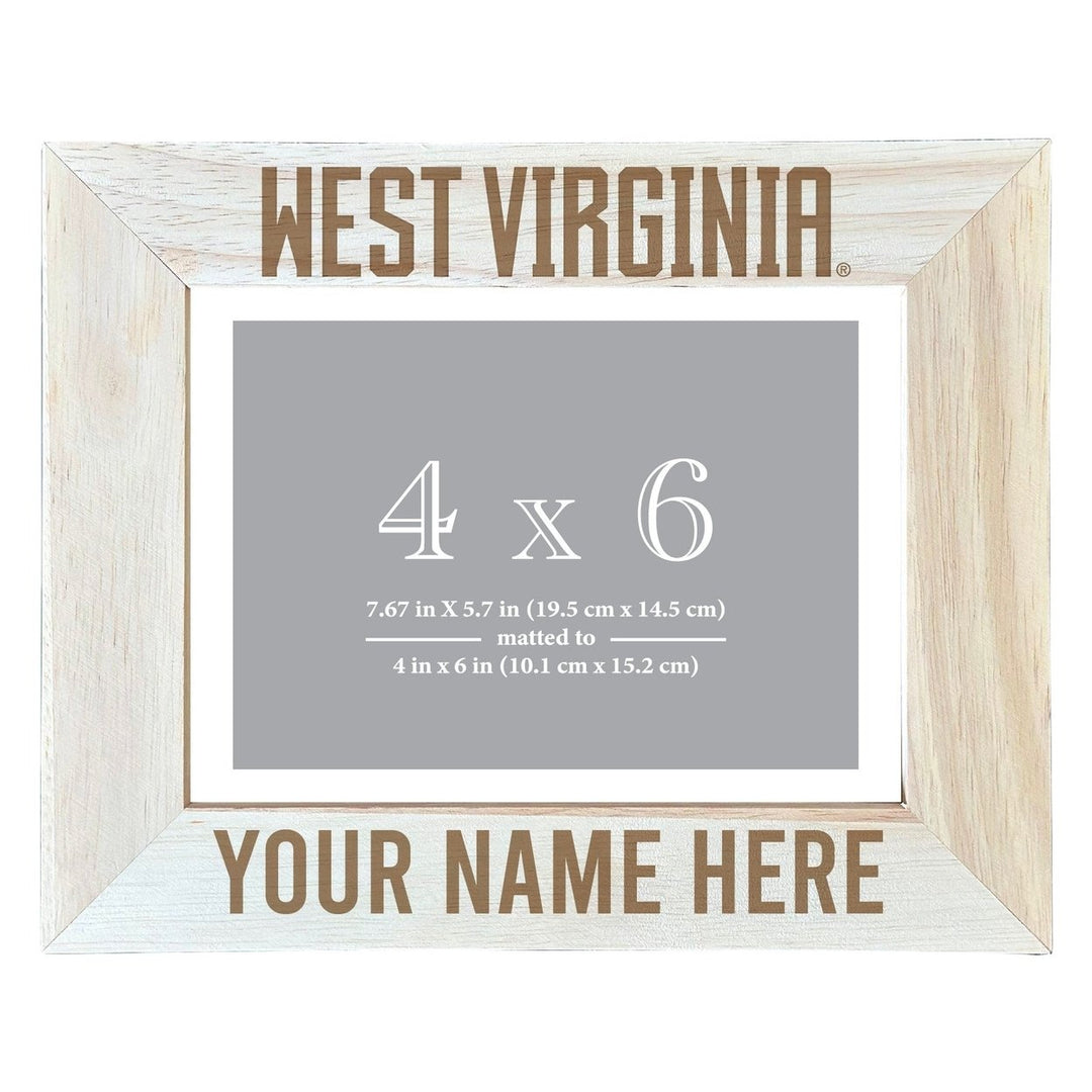 West Virginia Mountaineers Customizable Wooden Photo Frame Matted 4"x 6" Officially Licensed Collegiate Product Image 2